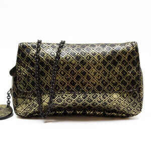 Bottega Veneta crossbody shoulder bag black gold leather
